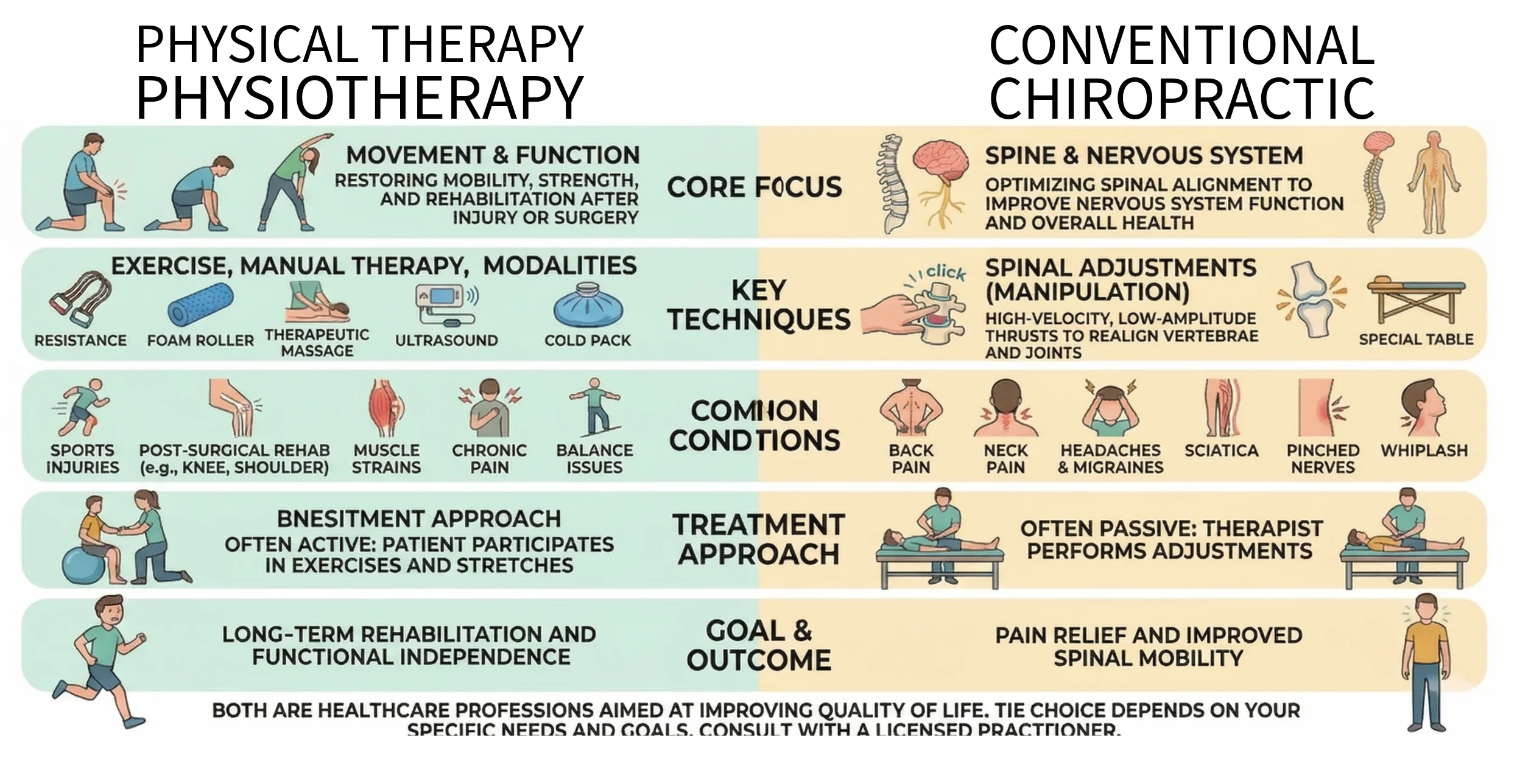 Physio vs convential adjustment only chiro